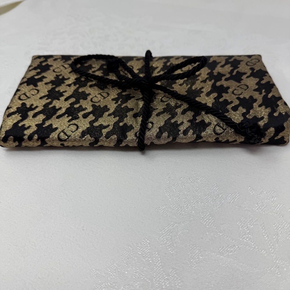 Vintage Christian Dior Houndstooth Travel Jewelry Organizer Roll Case CD gold - Picture 5 of 16